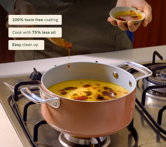 Mini Dutch Oven 20cm with glass lid - Jaipur Terracotta