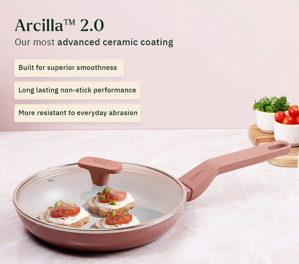 Frypan 24cm with glass lid (2.0) - Jaipur Terracotta