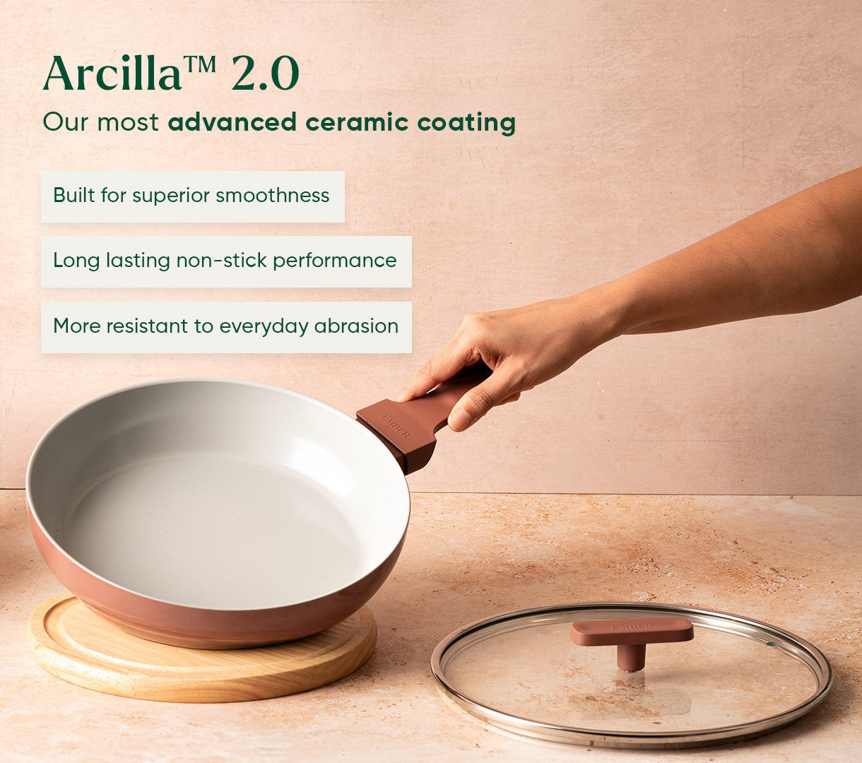 Frypan 24cm with glass lid (2.0) - Jaipur Terracotta