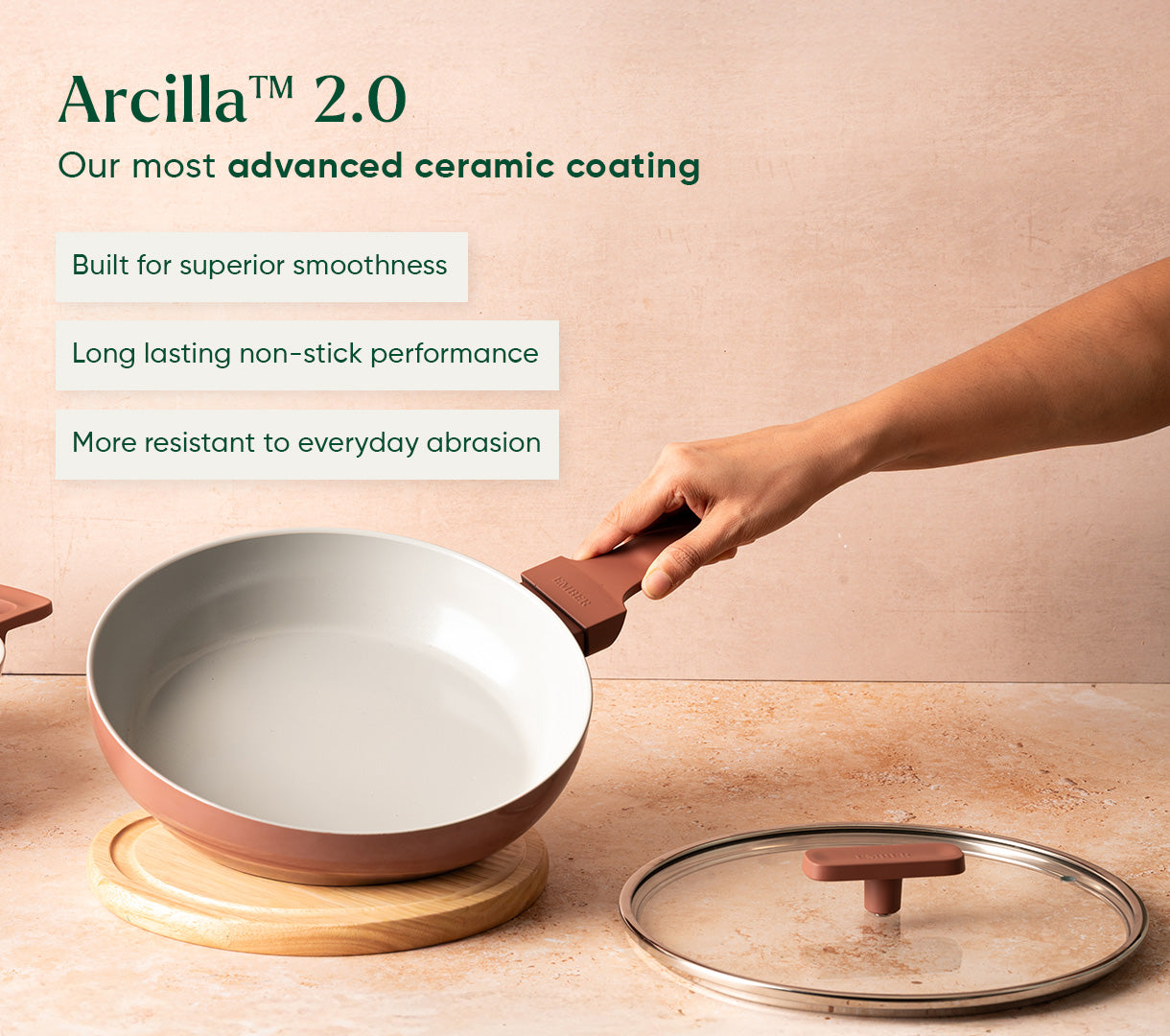 Frypan 24cm with glass lid (2.0) - Jaipur Terracotta