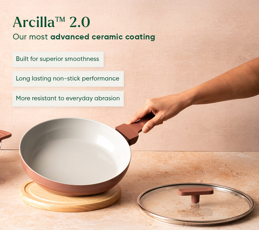 Frypan 24cm with glass lid (2.0) - Jaipur Terracotta