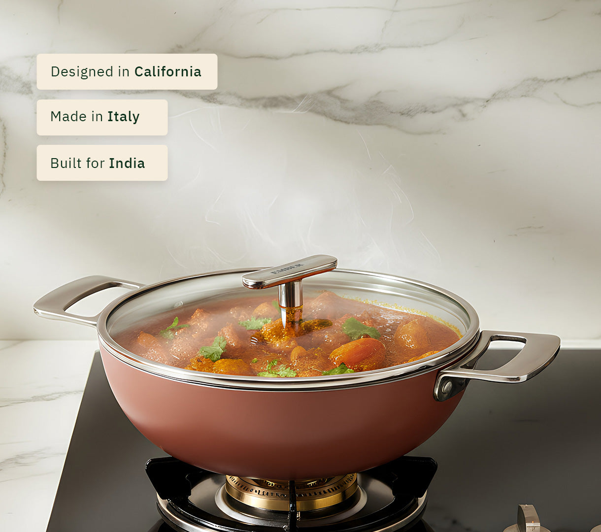 Kadai 24cm with glass lid - Jaipur Terracotta