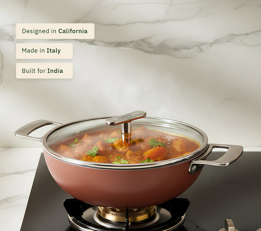 Kadai 24cm with glass lid - Jaipur Terracotta