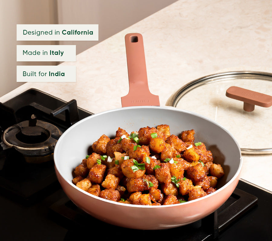 Frypan 24cm with glass lid (2.0) - Jaipur Terracotta