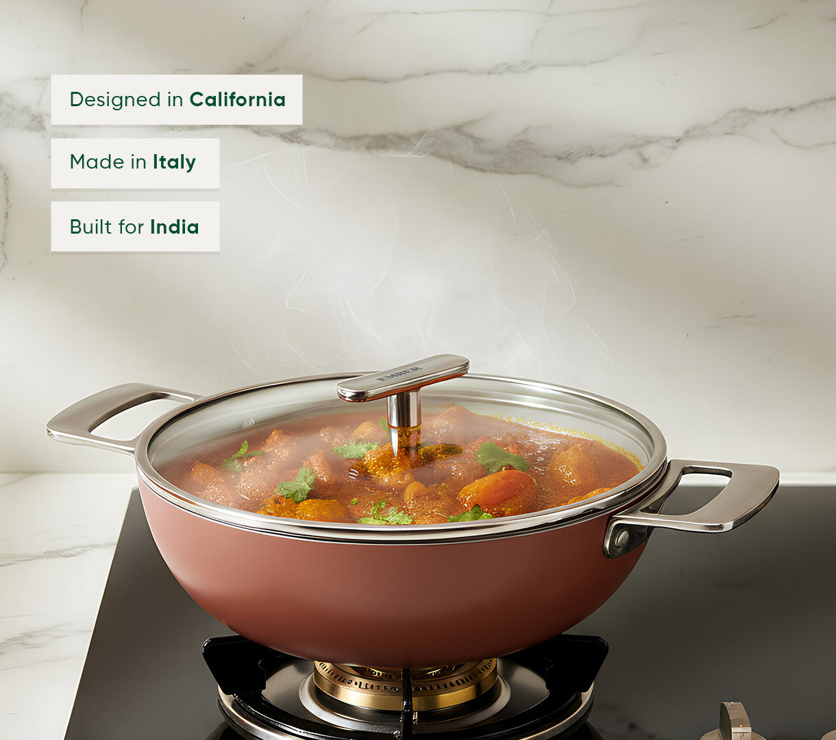 Kadai 24cm with glass lid - Jaipur Terracotta