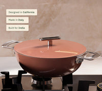 Ember Mini Frypan with glass lid + Kadai Duo - Jaipur Terracotta