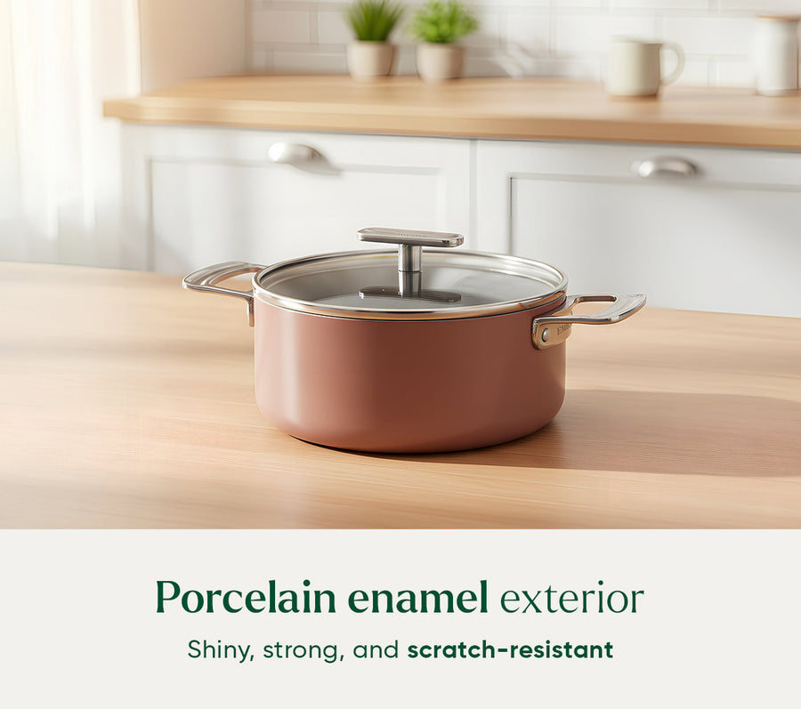 Mini Dutch Oven 20cm with glass lid - Jaipur Terracotta
