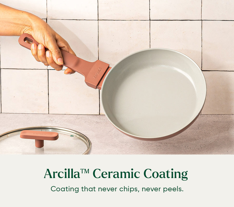 Mini Frypan with Glass Lid 20cm - Jaipur Terracotta