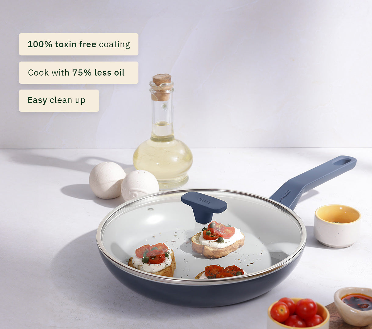 Frypan 24cm with glass lid (2.0) - Nilgiri Blue