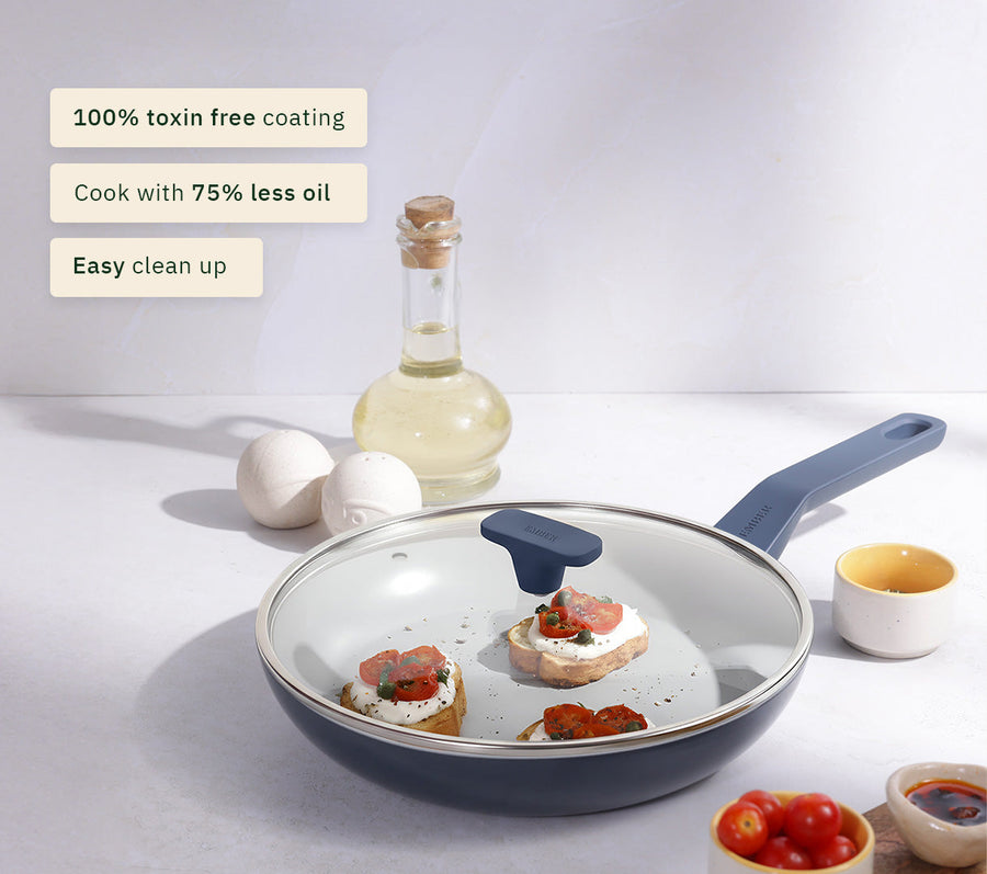 Frypan 24cm with glass lid (2.0) - Nilgiri Blue