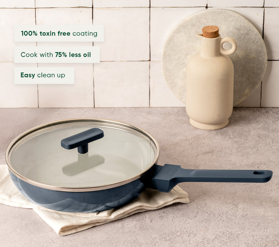 Frypan 24cm with glass lid (2.0) - Nilgiri Blue