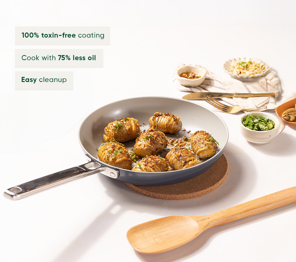 Frypan 24cm with glass lid - Nilgiri Blue