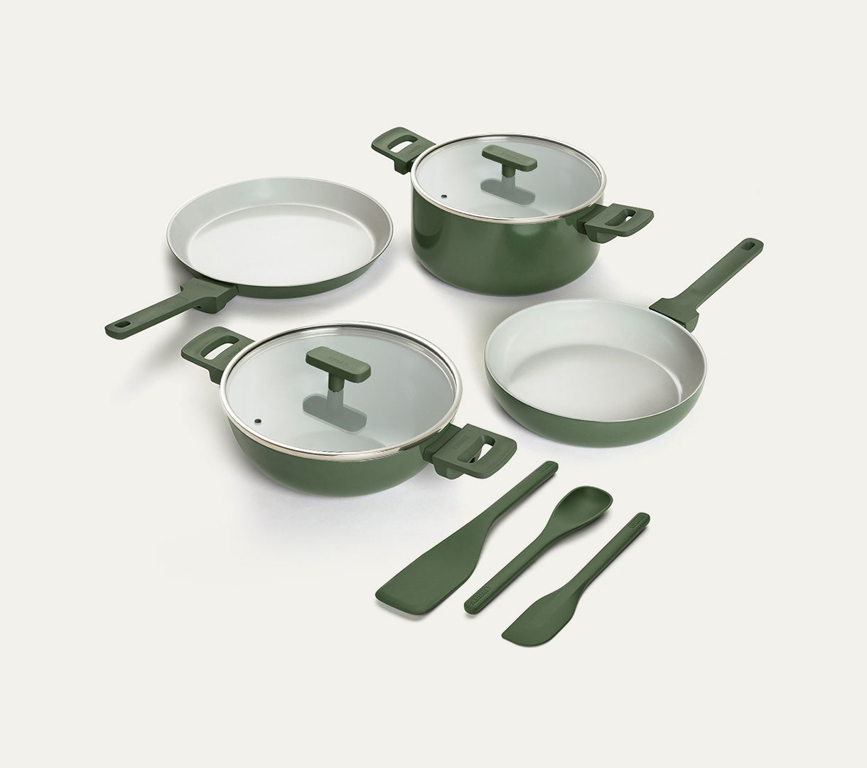 Complete Cookware Set (4-Piece) with glass lid - Coorg Green