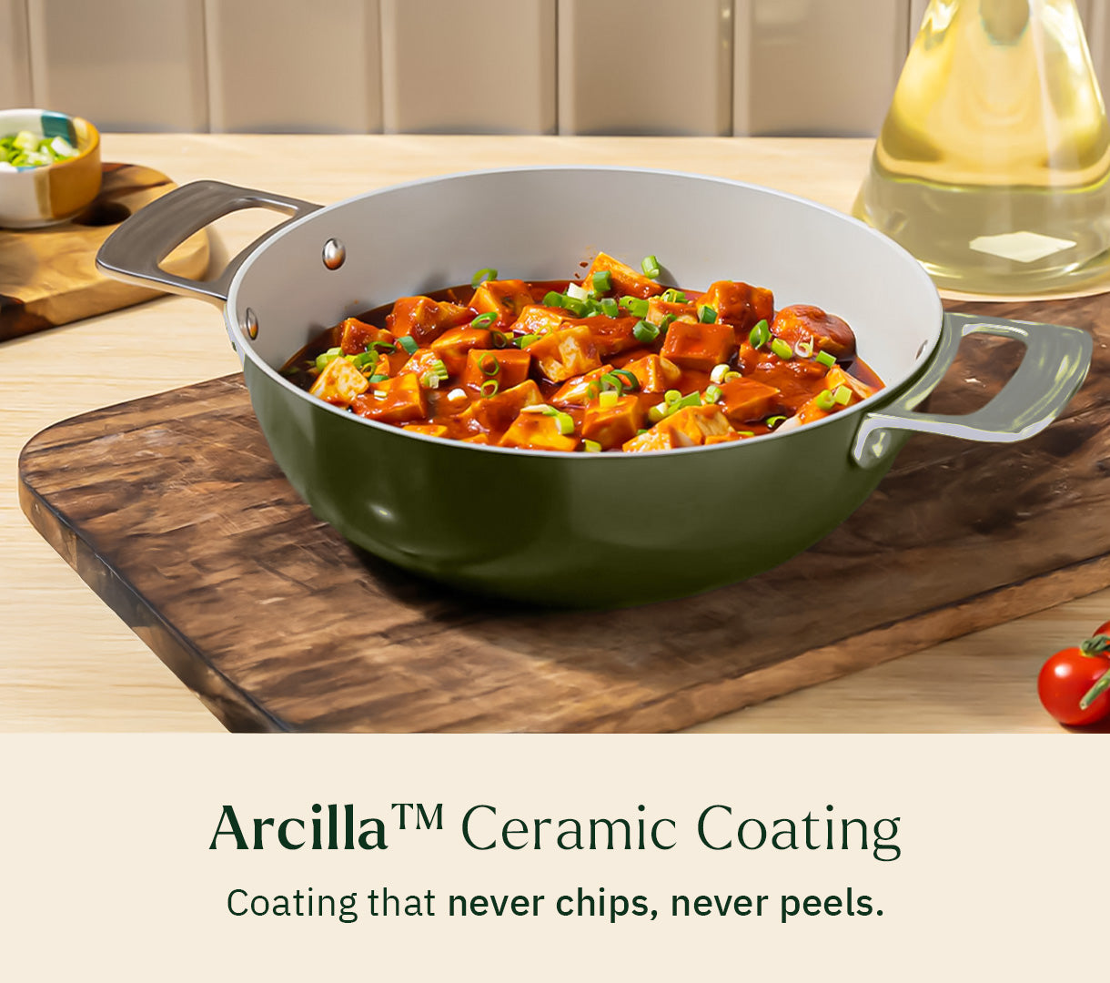 Kadai 24cm with glass lid - Coorg Green