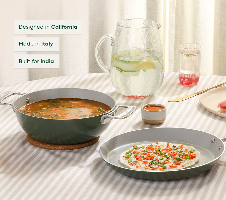 Everyday Cookware Trio (with storage) - Coorg Green