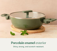 Kadai 24cm with glass lid - Coorg Green