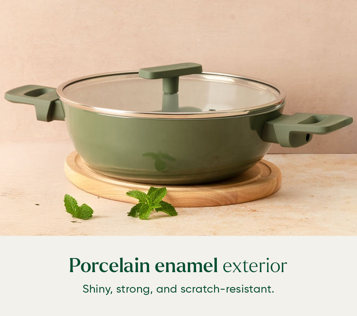Kadai 24cm with glass lid - Coorg Green