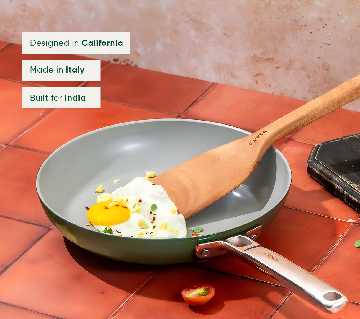 Frypan 24cm with glass lid - Coorg Green
