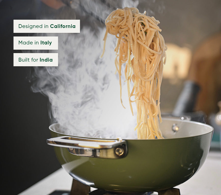 Kadai 24cm with glass lid - Coorg Green