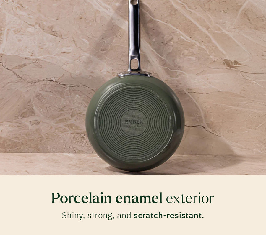 Ember Mini Frypan with glass lid + Kadai Duo - Coorg Green
