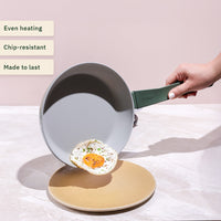 Frypan 24cm with glass lid (2.0) - Coorg Green