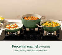 Complete Cookware Set (4-Piece) with glass lid - Coorg Green