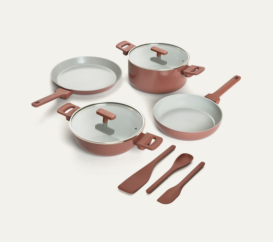 Complete Cookware Set (4-Piece) with glass lid - Jaipur Terracotta